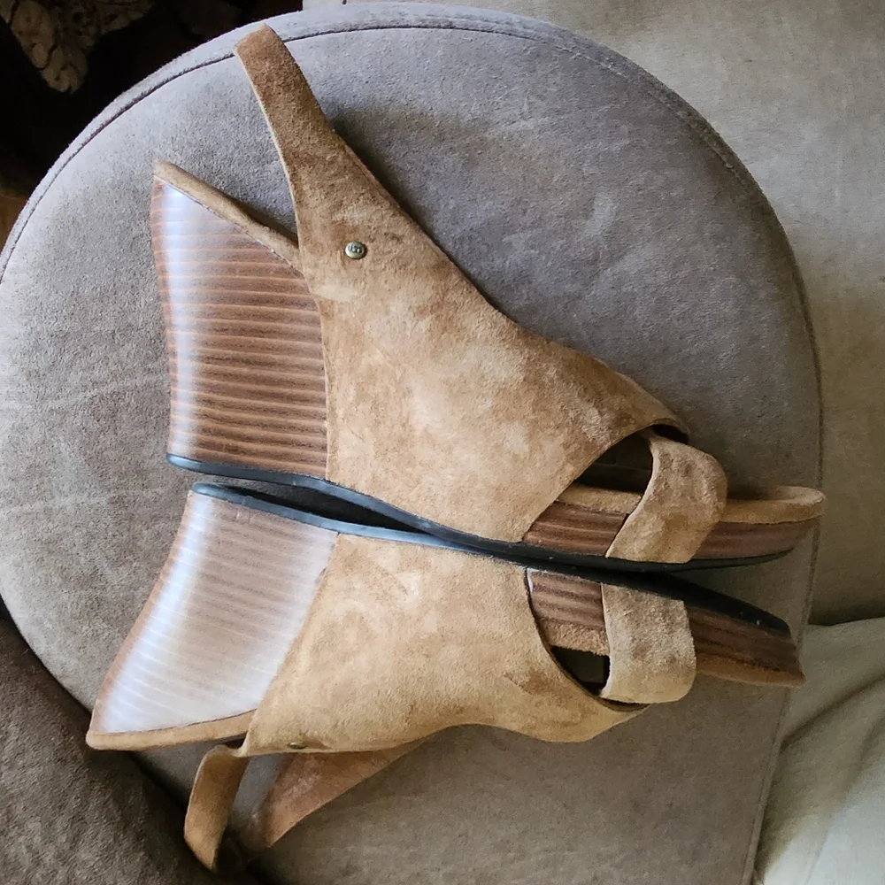 UGG Hazel Suede Wedge Sandals Open Toe